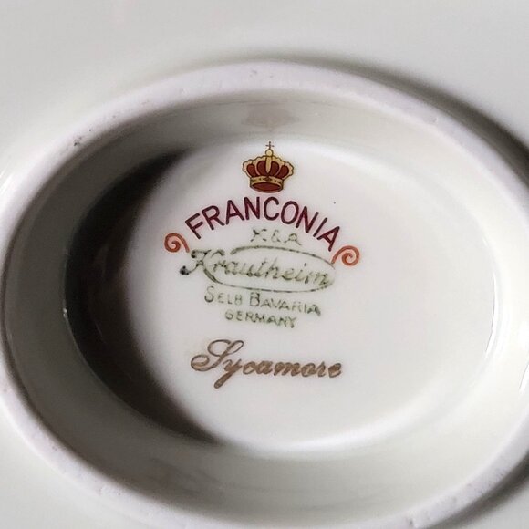 Vtg Franconia Krautheim Sycamore Gravy Boat w/ Attached Underplate, Fall Dining - Picture 8 of 8